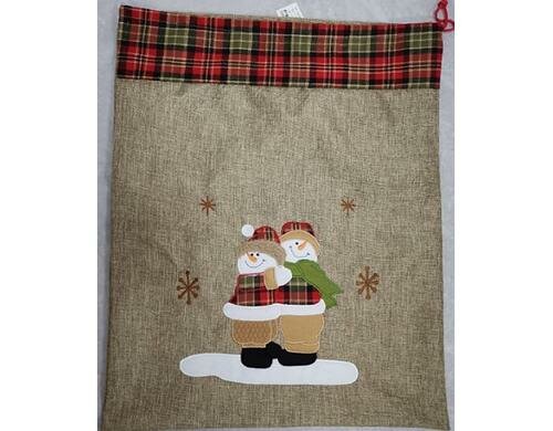 Dameco Sack Jute mit Schneemänner 25x35cm mit Zugband