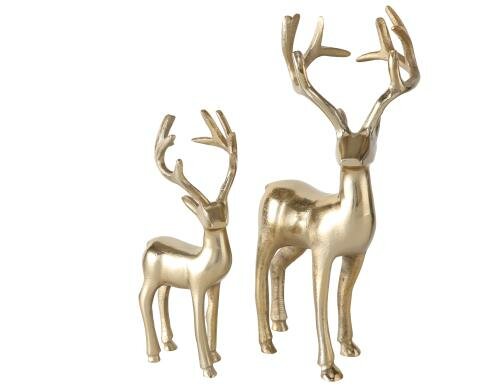 Boltze  Figur Thielo, 2 tlg., Set 2, Hirsch, H 25-34 cm, Aluminium,