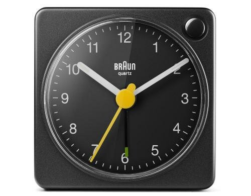 BRAUN Analog Reisewecker Schlummertaste, Licht, Leuchtzeiger