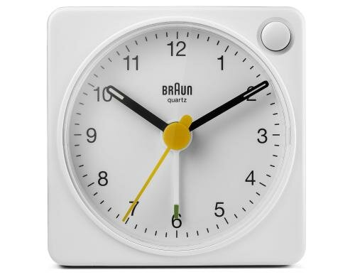 BRAUN Analog Reisewecker Schlummertaste, Licht, Leuchtzeiger