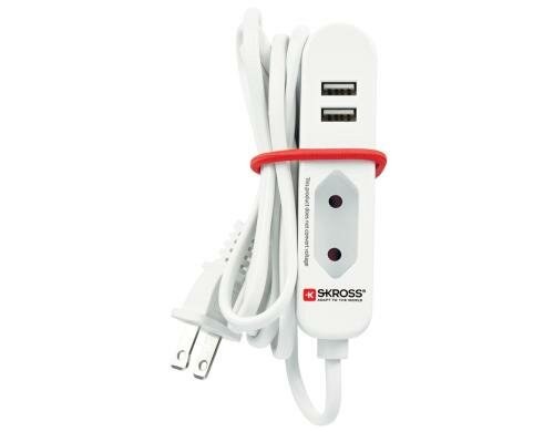 Steckdosenleiste Travel Station 1xEU-Dose 2xUSB 2.4A, US Stecker, 1.5m Kabel, weiss