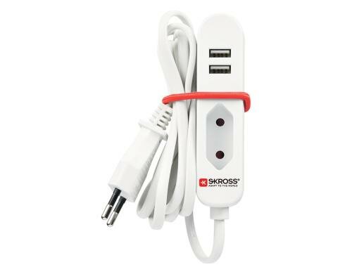Steckdosenleiste Travel Station 1xEU-Dose 2xUSB 2.4A, EU Stecker, 1.5m Kabel, weiss