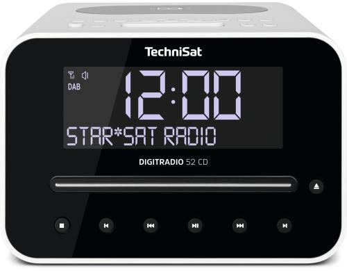 TechniSat DigitRadio 52 CD, weiss DAB+ Radiowecker, CD, BT, QI Charge