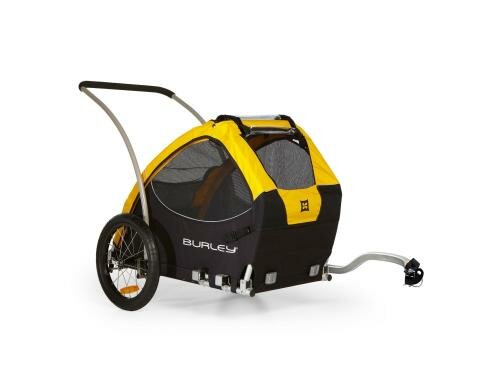Burley Tail-Wagon, gelb-schw. Hundeanhänger, auch geeignet für Katzen.