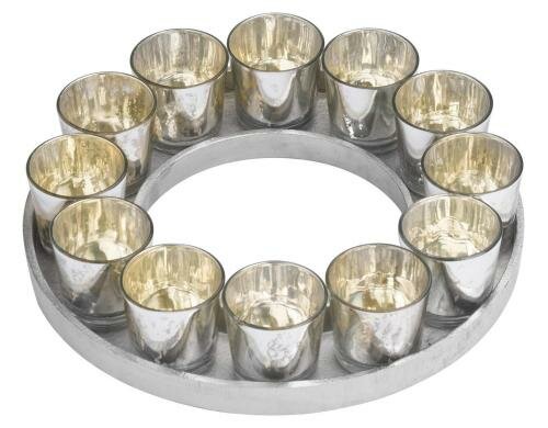 Hill Interiors Teelichtkranz Glas, Metall,  H: 9  B 31 cm T 31 cm