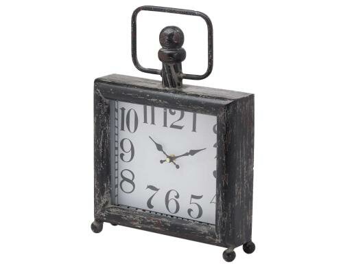 Hill Interiors Tischuhr, quadratisch Metall,  H: 38  B 28 cm T 8 cm