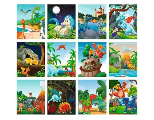 URSUS Bastelset Kratzbilder Drachen und Dinos