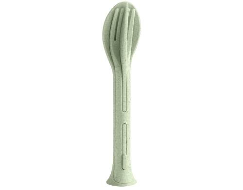 Koziol Besteckset KliKK Pocket organic grün je 1x Messer, Löffel, Gabel