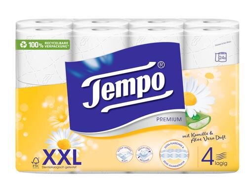 Tempo Toilettenpapier 4-lagig Kamille Aloe 24 Rollen à 110 Blatt 4-lagig