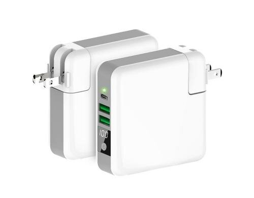 XQISIT Premium Supercharger weiss 3in1: Ladegerät,Powerbank+Länderadapter