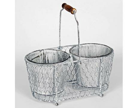 Originals Pflanzentopf, Créme mit Henkel Metall, 28.5 x 16 x 14.5 cm
