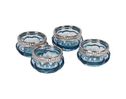 Originals Teelichter Blau, 4 er Set Glas, 6 x 6 x 3.5 cm