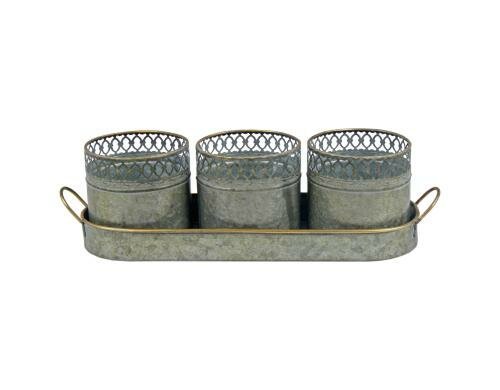 Originals Pflanzentopf Regency, 3er Set in Schale, Metall, 35.5 x 12 x 10 cm