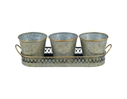 Originals Pflanzentopf Regency, 3er Set in Schale, Metall, 28.5 x 10 x 8.5 cm