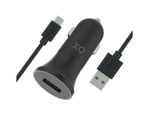 XQISIT Car Charger 2.4A Single black 1x USB mit 5 V / 2,4 A / Micro USB Kabel