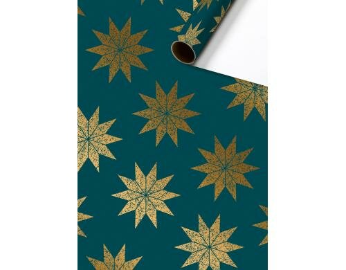 Stewo Geschenkpapier Manzana Grösse 70cm x 1.5m, petrol/gold, 76 gsm