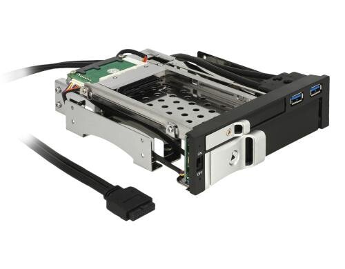 Delock HDD Einbausatz, 4x 2.5 HDD in 3.5 schwarz, Hot-Swap, abschliessbar