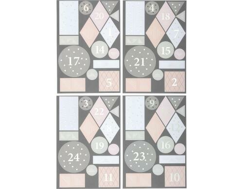Stewo Adventskalender-Zahlen Join 4 Blätter, Zahlen 1-24