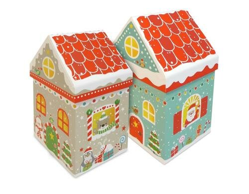 B+C Geschenkbox X-Mas Houses 2-teilig, Druck innen und aussen