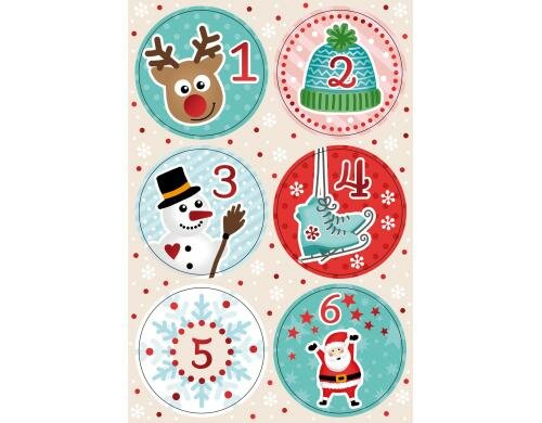 B+C Adventskalender-Zahlen Winterfreude 4 Blatt, 1-24