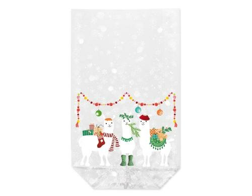 B+C Klarsichtbeutel X-Mas Lama 10 Stück, Grösse: 11.5 x 19 cm