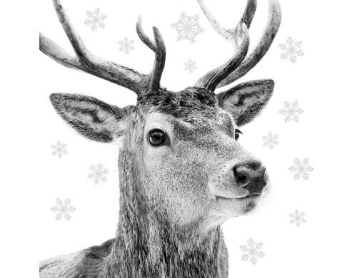 B+C Weihnachtsservietten Winterhirsch Grösse 33x33cm, 20 Stück, 3-lagig