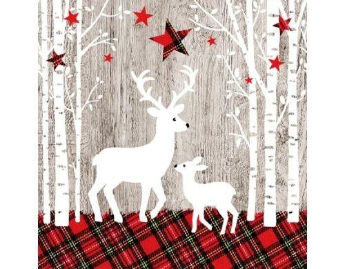 B+C Weihnachtsservietten Tartan Wood Grösse 33x33cm, 20 Stück, 3-lagig
