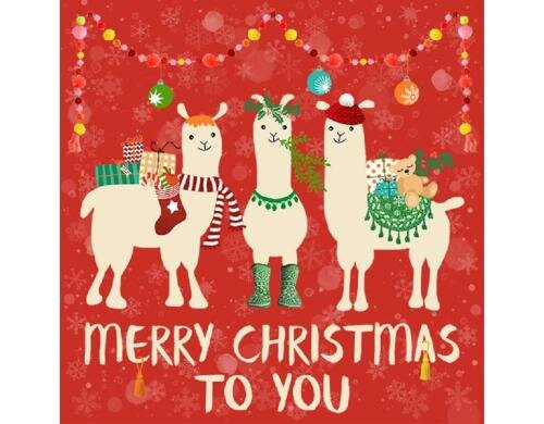 B+C Weihnachtsservietten X-Mas Lama Grösse 33x33cm, 20 Stück, 3-lagig