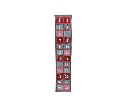G. Wurm  Adventskalender aus Filz und Texti : 34 cm, H: 166 cm, Rot-Grau