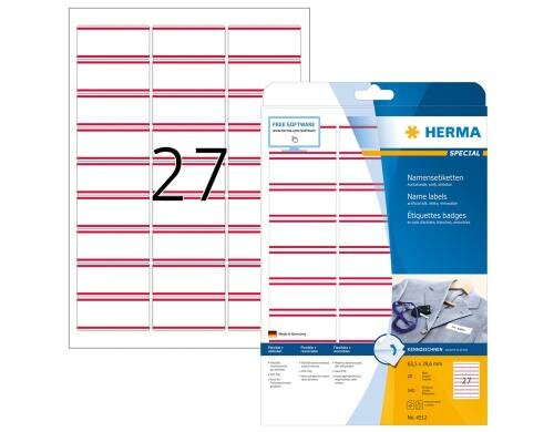Herma Namens-Etiketten 4512 63.5x29.6 540 Etiketten, A4, 20 Blatt, rot