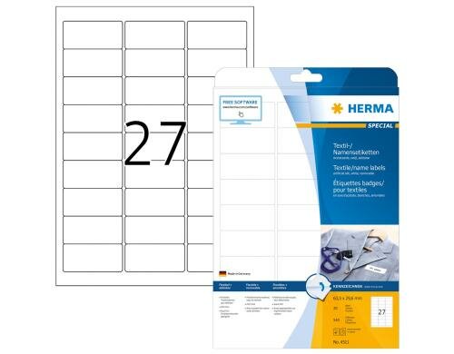 Herma Namens-Etiketten 4511 63.5x29.6 540 Etiketten, A4, 20 Blatt weiss