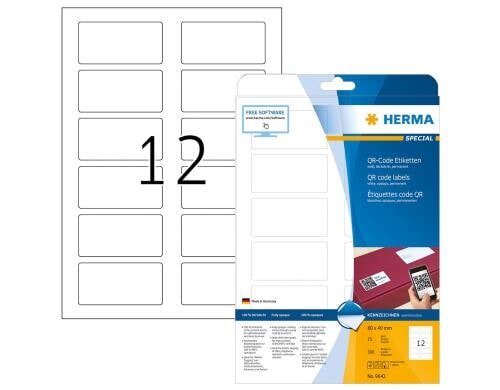 Herma Etiketten QR Code 9643 80 x 40mm 300 Etiketten, A4, 25 Blatt