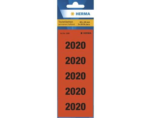 Herma Jahreszahlen für Ordner 2020 100 Etiketten, rot, 60 x 26 mm