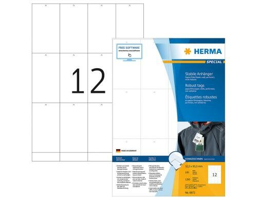 Herma Textil- und Hängeetiketten 6872 1200 Anhänger, 100 Blatt, 52.5 x 93.5 mm