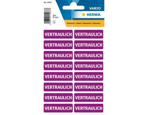 Herma Textetiketten Vertraulich 320 Etiketten, 20 Blatt