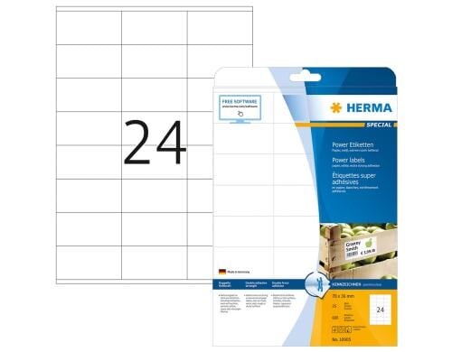Herma Power-Etiketten 10905 70x36mm 600 Etiketten,25 Bl.,extrem stark haftend