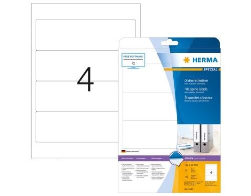 Herma Ordneretiketten 5123 192 x 59 mm 100 Etik., 25 Blt., abgerund., perm., we