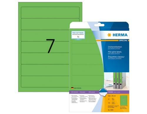 Herma Ordneretiketten 5094 192 x 38 mm 140 Etik., 20 Blt., abgerund., perm., Grün