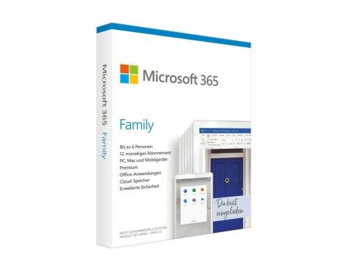Microsoft 365 Family 6 User Box, Miete, Jahreslizenz, deutsch