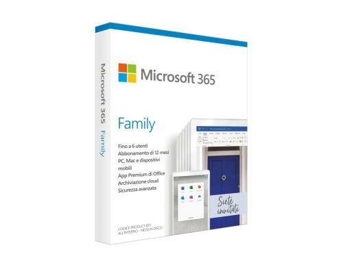 Microsoft 365 Family 6 User Box, Miete, Jahreslizenz, italienisch