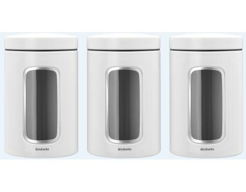 Brabantia Fensterdosen 1.4l 3er Set weiss 3 Stück, Durchmesser 11cm