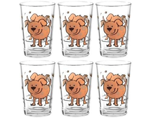 Montana Trinkglas Kids 210ml Hund 6 Stück, D: 7cm, H: 10cm Vol: 210ml