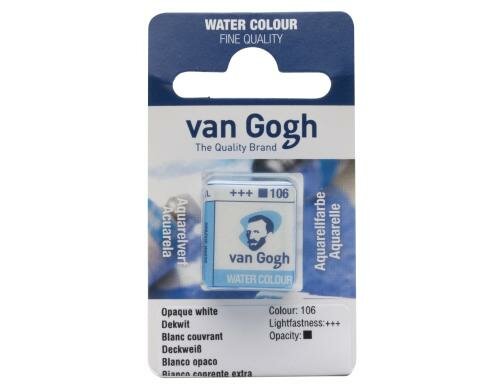 Van Gogh Aquarellfarbe Einzelfarbe Napf 106 10 ml, Farbe Deckweiss, Deckend