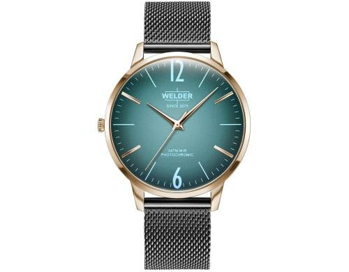 Welder Slim Watch 42 Mesh gun, grünes Glas