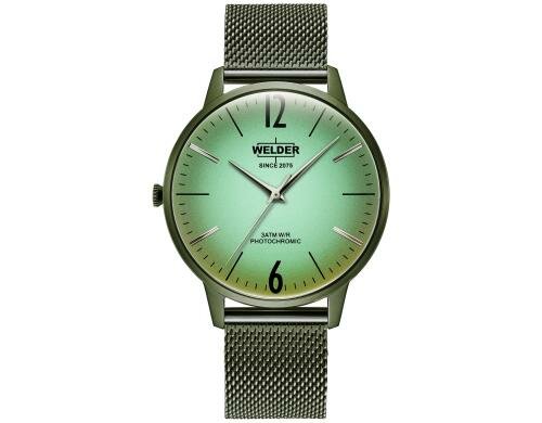Welder Slim Watch 42 Mesh olive, grünes Glas
