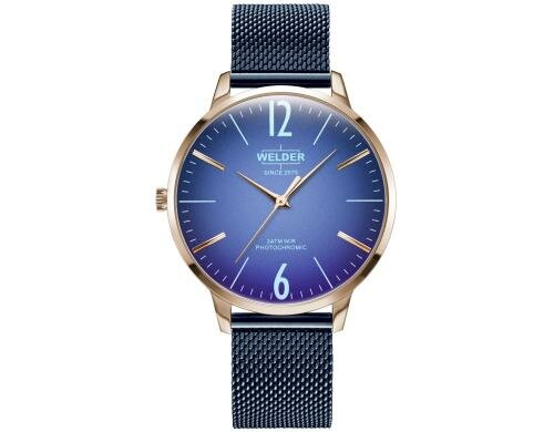 Welder Slim Watch 36 Mesh jean, blaues Glas