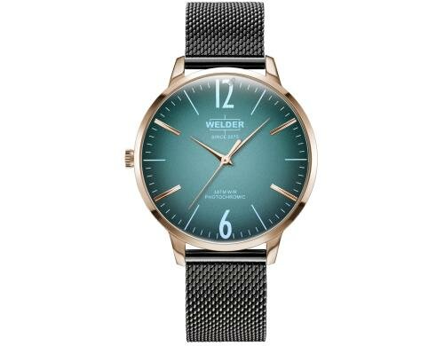 Welder Slim Watch 36 Mesh gun, grünes Glas