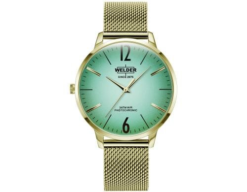 Welder Slim Watch 36 Mesh gold, grünes Glas