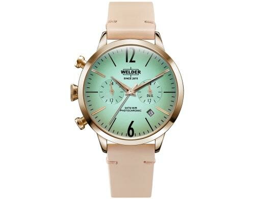 Welder Moody Watch 38 Leder pink, grünes Glas