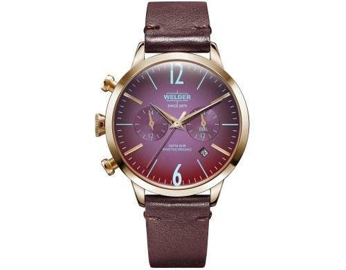 Welder Moody Watch 38 Leder burgund, rotes Glas